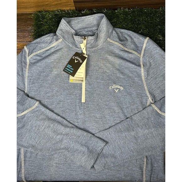 Callaway Golf Men’s Blue Pullover 1/4 Zip Size Large Stretch Water Repellent NWT - Picture 3 of 4